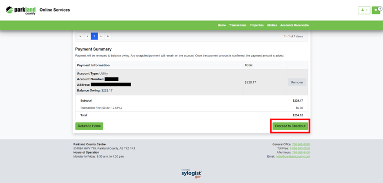 Step 6: Review the Payment Summary and click Proceed to Checkout
