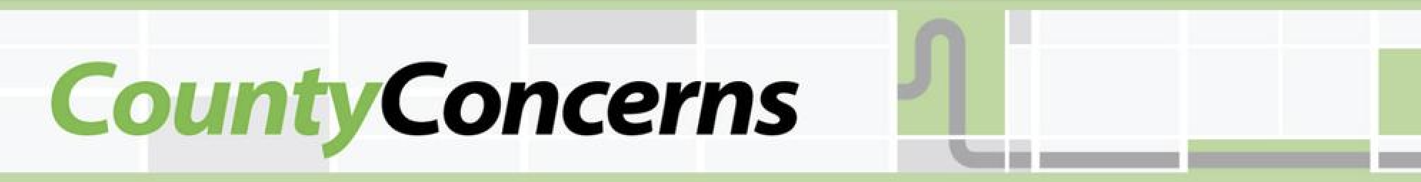 banner image that reads, "County Concerns" in green and black block text