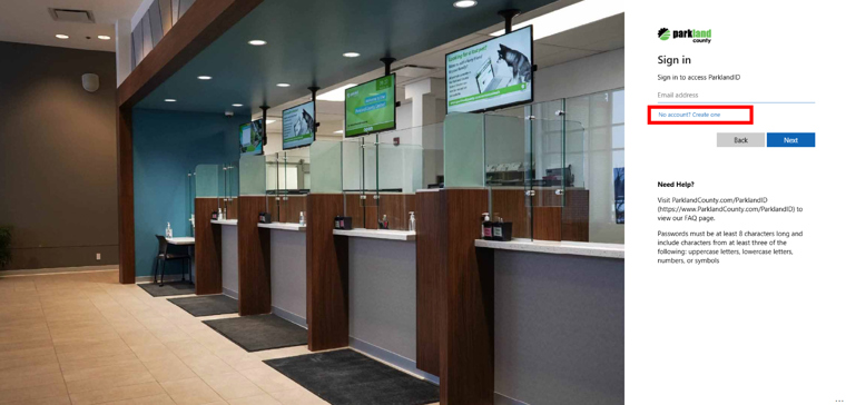 Step 4: Click “No account? Create one” below the email address line