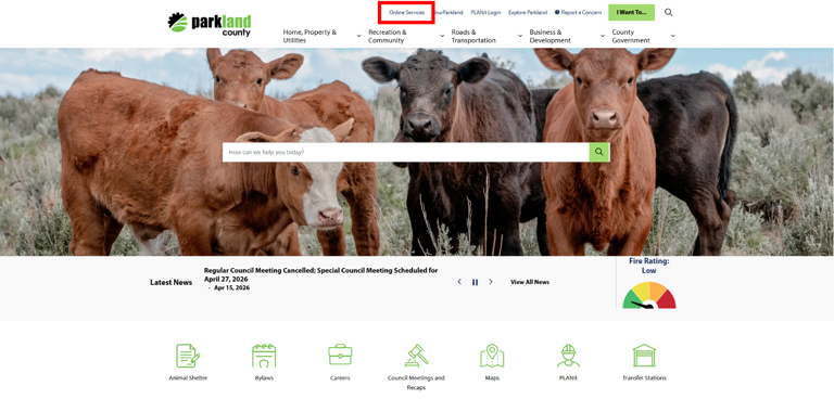 Step 1: Navigate to the Online Services platform. You can click the link at the top of this page, or in the secondary menu: