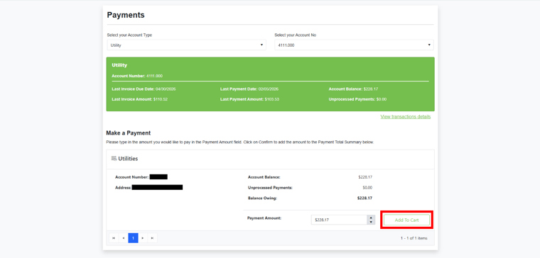 Step 5: Double-check information is correct, then click Add To Cart. A Payment Confirmation will pop-up, click OK.