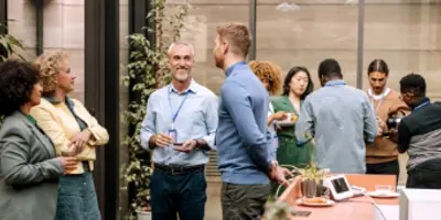 People talking at a business function